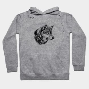 Black-White Wolf Head Hoodie